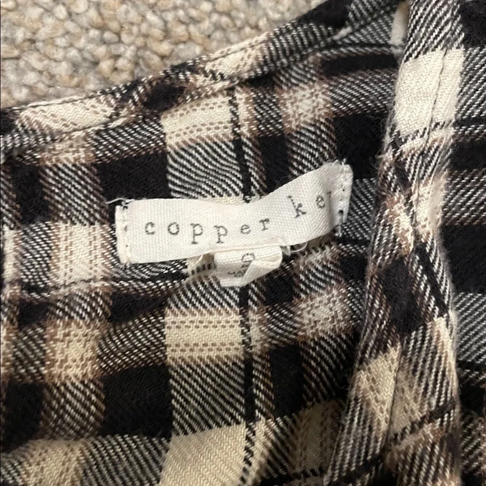 Copper Key Plaid Long Sleeve Dress
